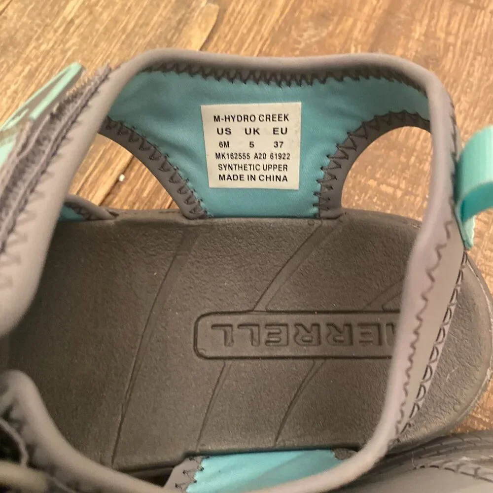 Merrell Hydro Creek Sandals Shoes Kids Youth 6M Gray Water Outdoor EUC
